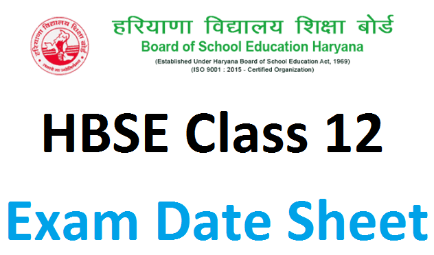 HBSE 12th Date sheet 2022 pdf