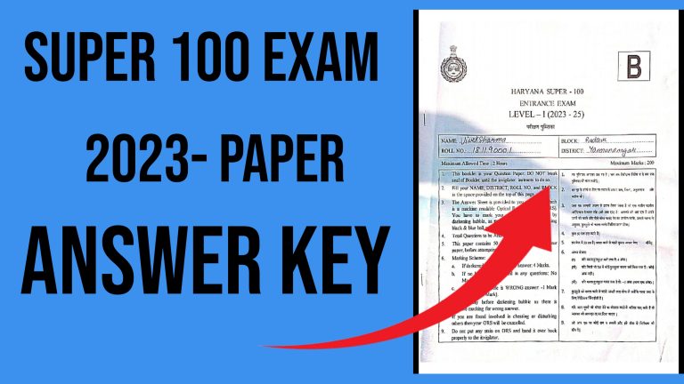 Super 100 Answer Key Level 1 Exam 2023