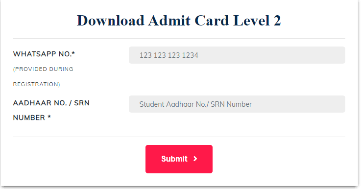 Super 100 Level 2 Admit Card 2023